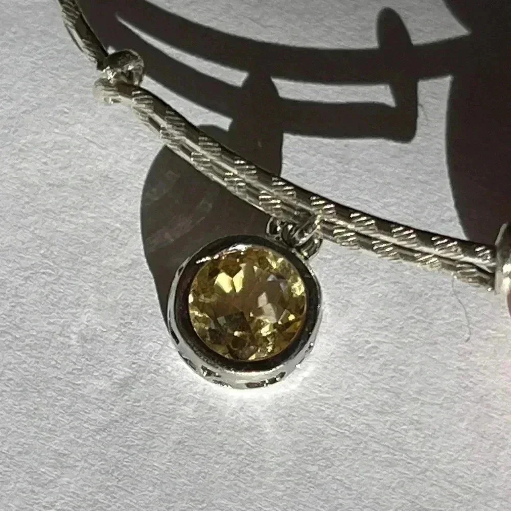 Alex and Ani yellow stone bangle In silver